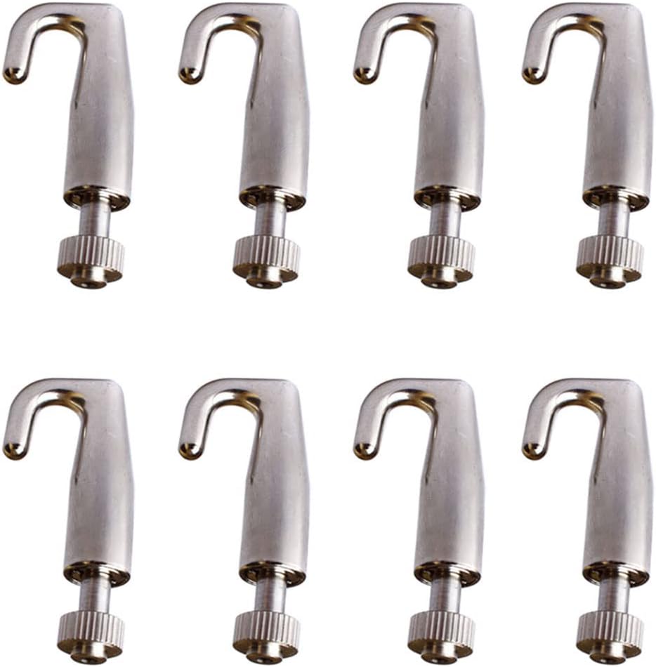 BOLWHAO 8 PCS Adjustable Hooks for Gallery Picture Hanging System fits 1mm-1.5 mm Wire Rope,Adjustable Metal Art Gallery Display Wire Rope Hanger Hooks