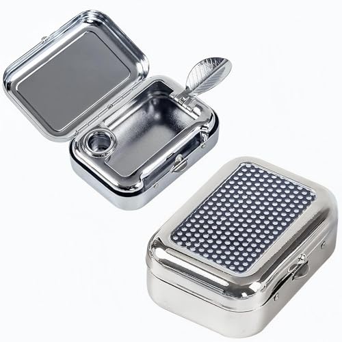 Z-YUEZ Portable Ashtray, Stainless Steel Square Pocket Mini Ashtray for Travel with Lid, Small and Odour-Proof, perfect for Outdoor Camping, Hiking, Travel, Garden, Bar, Car (Black)