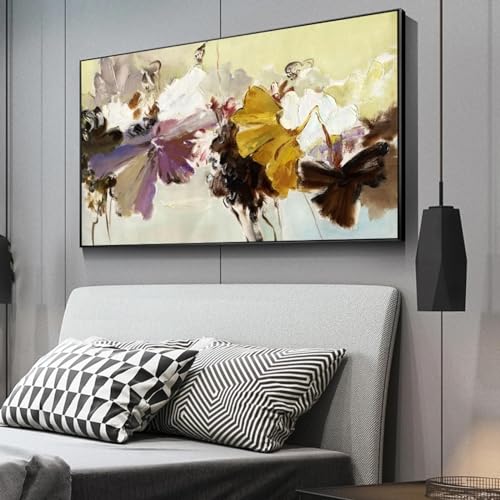 Impressions sur toile fleurs LSYALUCK de qualité supérieure avec cadre noir texturé