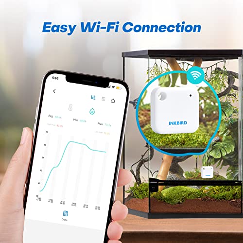 Inkbird Wifi Thermometer Hygrometer Monitor, Smart Temperature Humidity Sensor Ibs-Th3 With App Notification Alert, 1 Year Data Storage Export, Remote Monitor For Greenhouse Wine Cellar Baby Room #TOP7