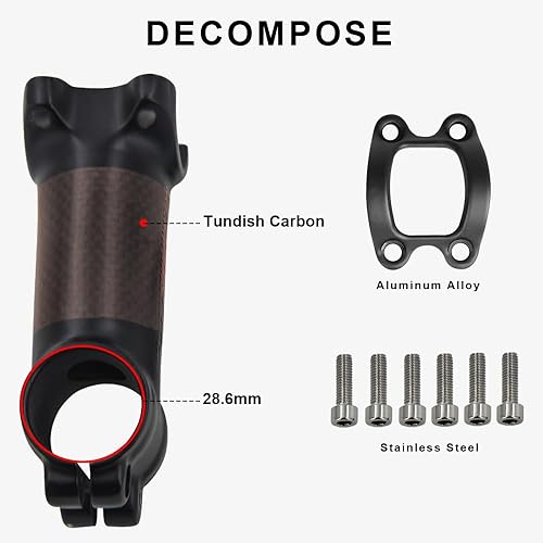 Miniatura 9 de Alfa Pasca Carbono carretera bicicleta vástago MTB carbono vástago fibra de carbono carretera bicicleta vástago fibra de carbono+aleación de