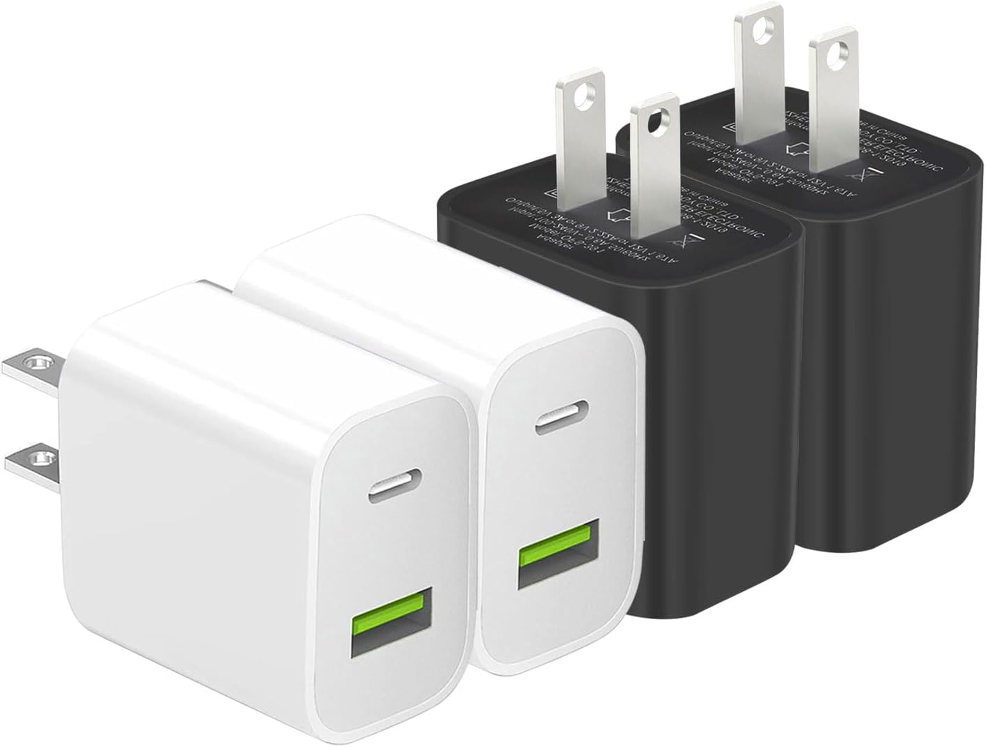 4 Pack USB C Charger Block, Dual Port Type C Wall Charger Fast Charging 20W Power Adapter Cube for iPhone 14/14 Pro/14 Pro Max/14 Plus/13/12/11, XS/XR/X, iPad, Samsung, More