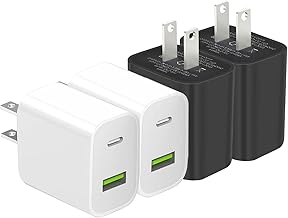 4 Pack USB C Charger Block, Dual Port Type C Wall Charger Fast Charging 20W Power Adapter Cube for iPhone 14/14 Pro/14 Pro Max/14 Plus/13/12/11, XS/XR/X, iPad, Samsung, More