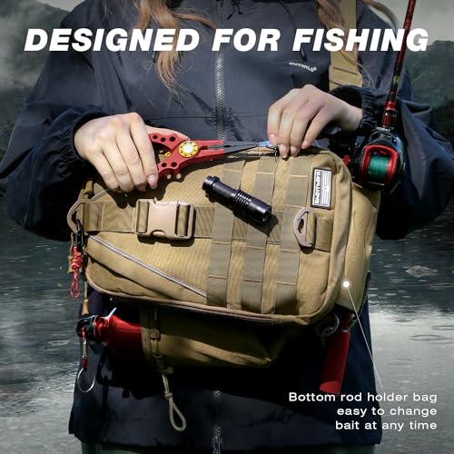 image for Ghosthorn Fishing Backpack Tackle Sling Bag-Backpack with Rod Holder- 