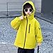 Windbreaker Rain Jacket Boys Girls Kids Fall Casual Lightweight Hooded Fleece Raincoat Fashion Warm Yellow 9-10 Years