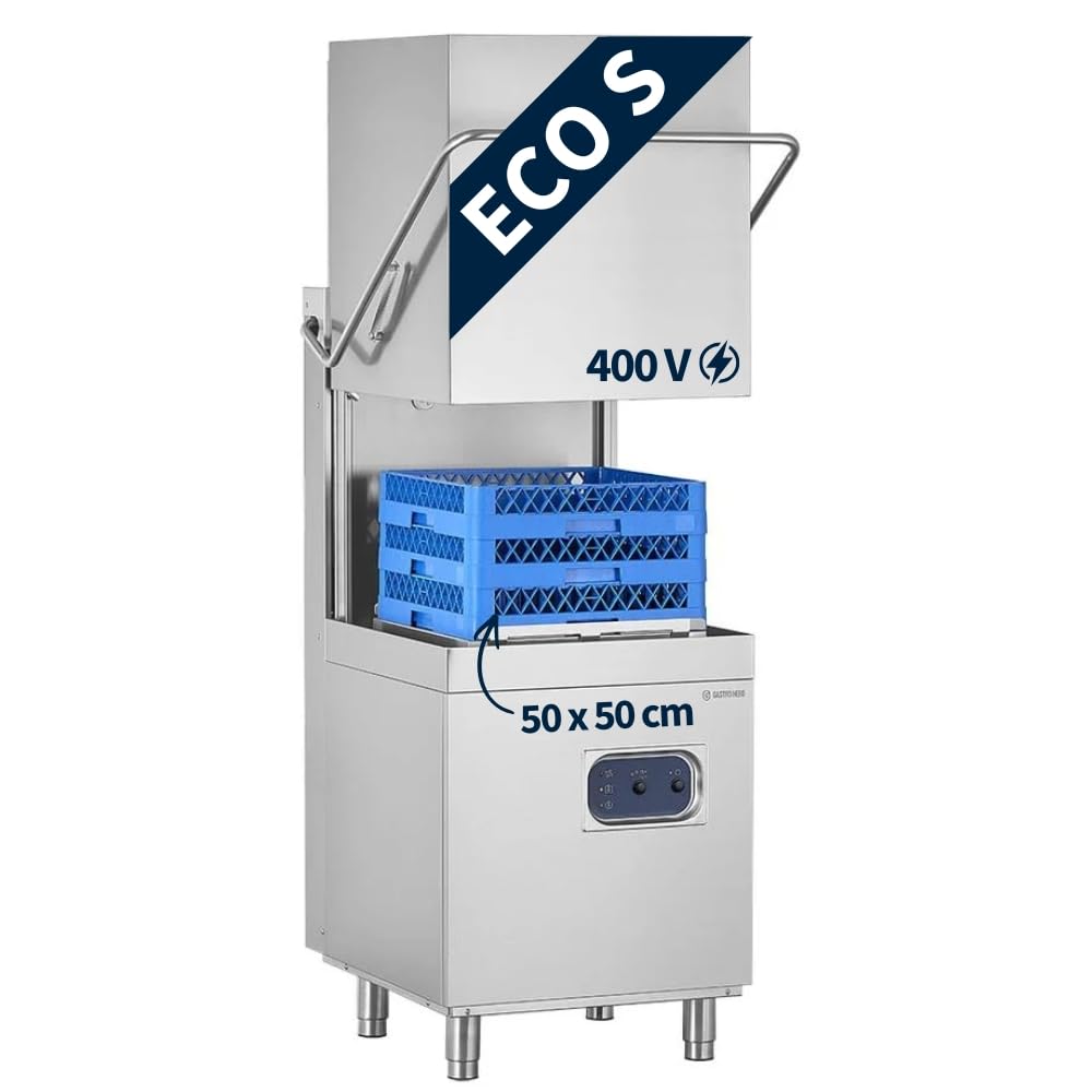 GastroHero Lave-vaisselle à hotte ECO 50 x 50 cm 400 V Gastro lave-vaisselle GN 1/1 sans pompe de vidange Fabriqué en Europe