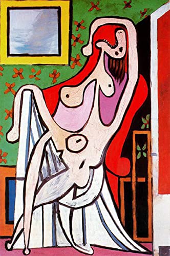 DTAUPREB Pablo Picasso Grand Nu Dans Un Fauteuil Rouge Peinture DIY par Kits De Numéros pour Adultes et Enfants Peinture À L'huile Arts Cadeau