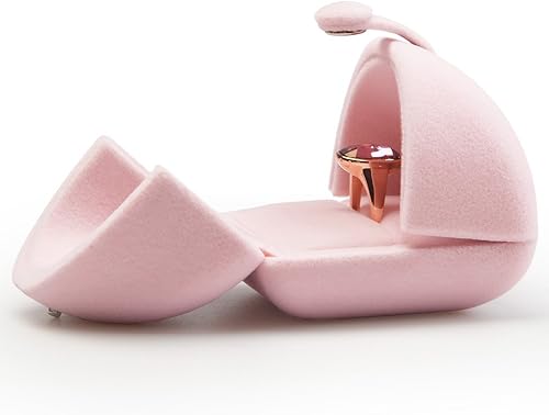 Oirlv Caja de anillo de terciopelo rosa para propuesta, compromiso, caja de regalo de anillo lindo de boda