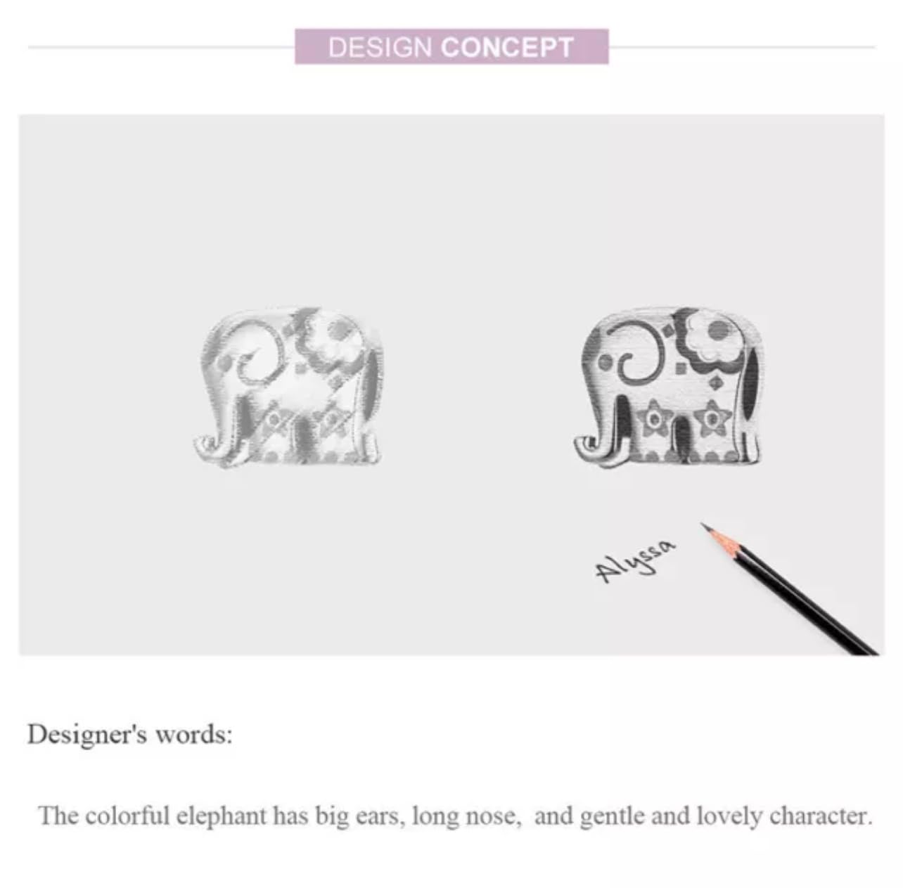 Charm-Anhänger „Happy Lucky Elephant“ aus echtem 925er Silber, kompatibel mit
