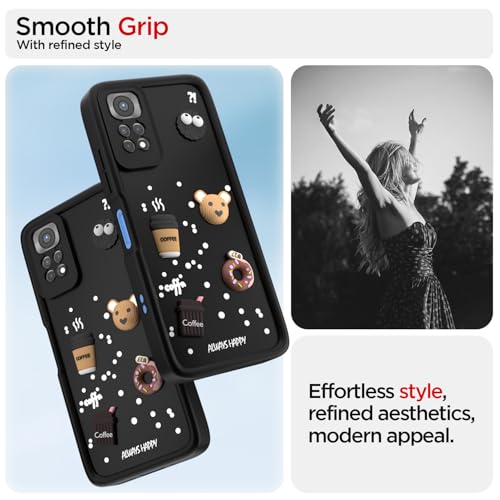 Image of Pikkme Back Cover for Redmi Note 11 / Note 11s | Cute Fun Cartoon 3D Bear Silicone Full Body Protection Bumper Cover (Black)