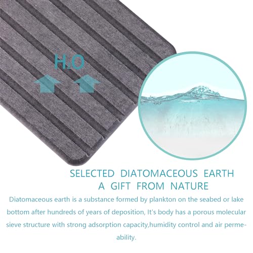 Image of NiuYichee 2 PCS Water Absorbent diatomite Coasters, 12.2 inch x 4 inch Water Absorbing Stone Tray for Sink, Stone Drying mat for Kitchen Counter, Stone soap Tray Used for Hand Soaps & toiletries & Plants
