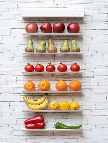 Frutero y verdulero de metal blanco colgante de pared decorativo I Frutero de diseño moderno I 2 pisos 3 pisos I Frutero Gran capacidad I Cesta colgante I Estilo nórdico I Orden cocina I 42 cm