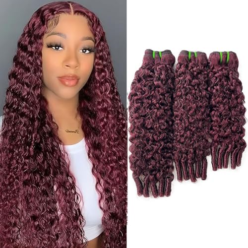14A Burmese Curly Bundles 16 18 20 Inch 99J Burgundy