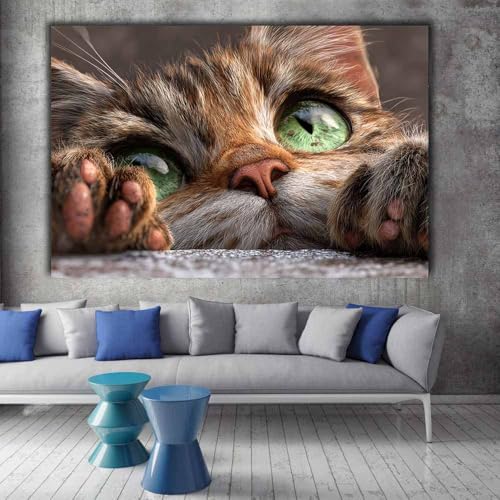 Tableau chat moderne salon grand format poster encadré 70x100cm