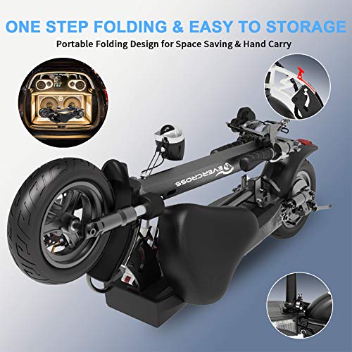 EverCross Electric Scooter, Electric Scooter for Adults with 800W Motor, Up to 28MPH & 25 Miles, Scooter for Adults with Dual Braking System, Folding Electric Scooter Offroad with 10\'\' Pneumatic Tires