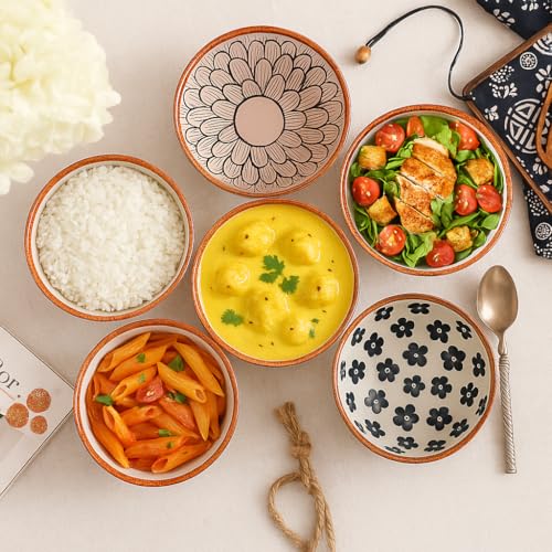 Image of 6-Piece Ceramic Dinner Set, 2 Plates & 4 Bowls, Microwave Safe, Dishwasher Safe, Floral Dinnerware (Multicolor Floral, 2 Plate & 4 Bowl Set)
