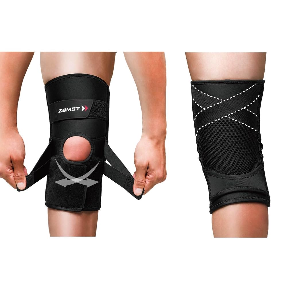 Zamst ZK-Protect Knee - Ginocchiera per Stabilizzazione legamenti anteriore LCA, laterale LCL e mediale LCM, sostegno articolazione, menisco e rotula - Basket, Sci, Volley, Calcio e altri sport (M)