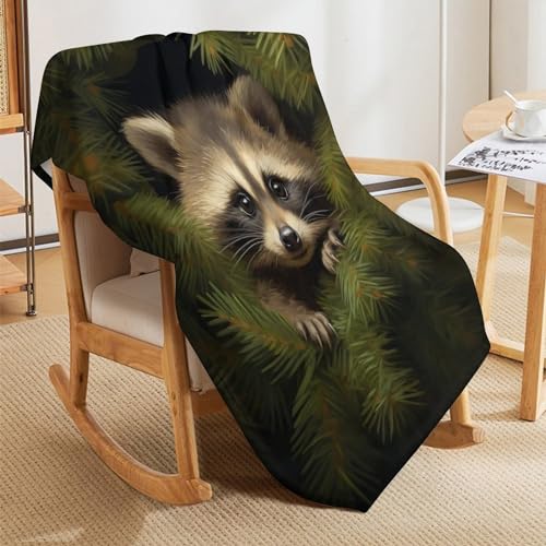 Couverture jeté flannel raton laveur 100x130cm pour canapé