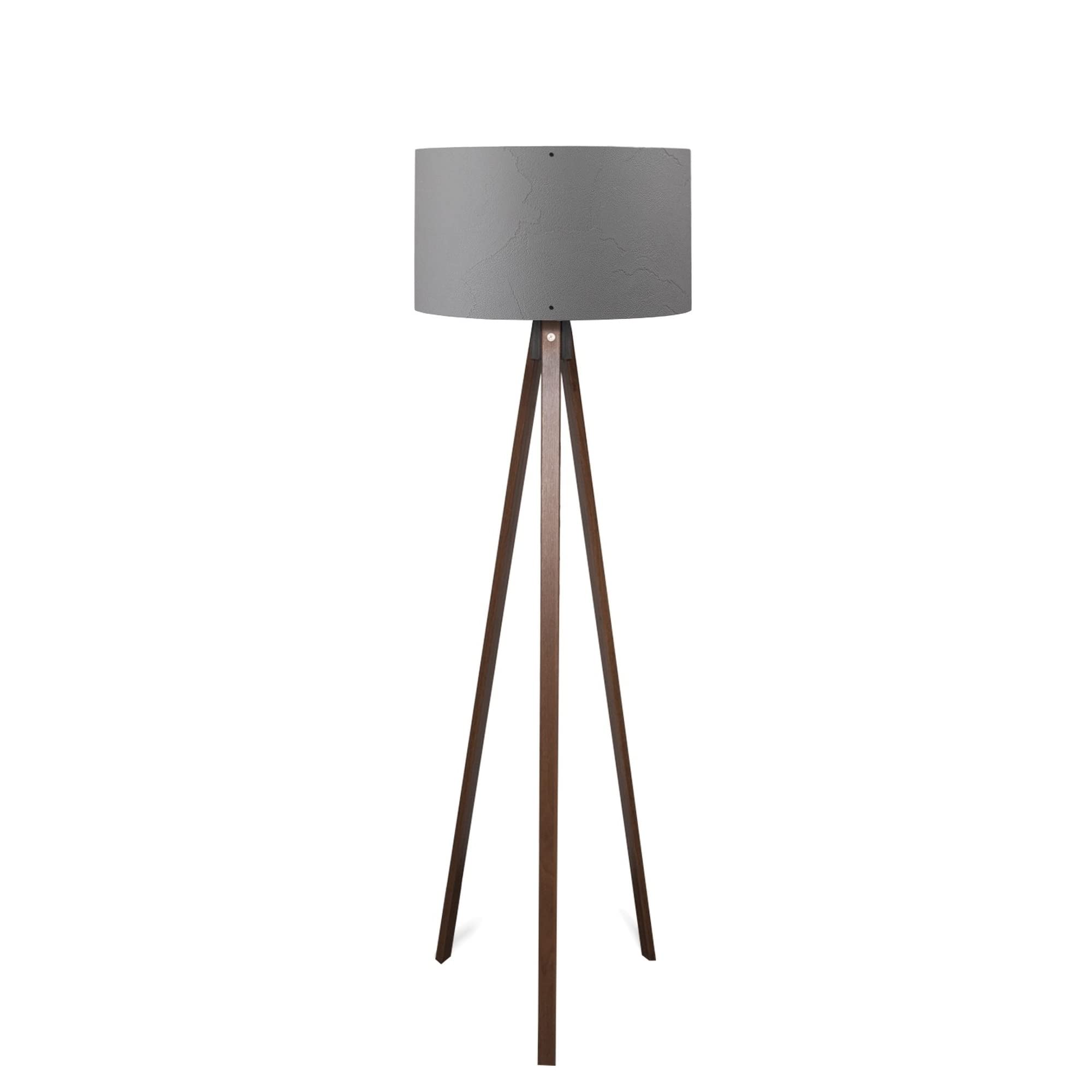 Lámpara de pie trípode oscuro con pantalla gris oscuro 100% mdf, gris oscuro, colección Tanganica, 38x38x140, casquillo E 27 Max 60 W