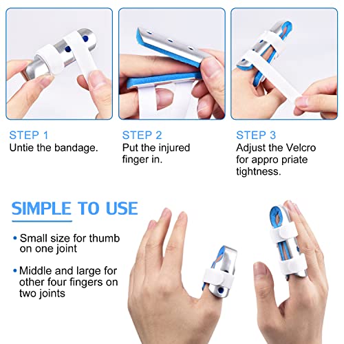 Finger Splint, Sopito 3Pcs Finger Support Brace Finger Stabilizer For Broken Fingers Straightening Arthritis Knuckle Immobilization,Blue #TOP3