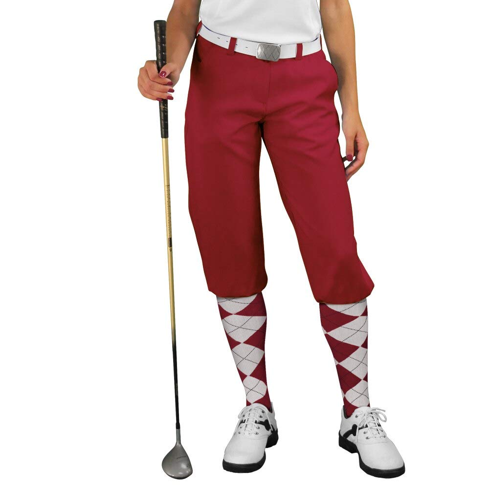 Golf Knickers Maroon Womens 'Par 3' - Microfiber - Size 12