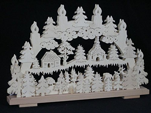 Décoration de fenêtre arche lumineuse en bois forêt et église Rudolphs Schatzkiste