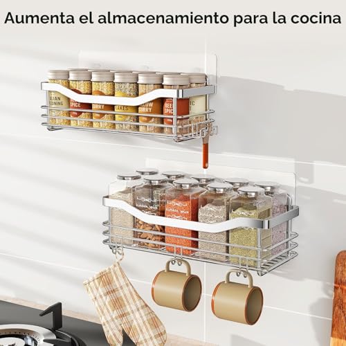 Miniatura 9 de Orimade Adhesivo Estantes Cesta Para Ducha Con 5 Ganchos Para Colgar Esponjas Y Cuchillas Estanteria Organizador Baño Acero Inoxidable Sin Taladro Plata