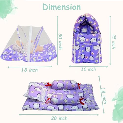 Image of Infantbond Baby All Season Use Hospital Essential Combo for New Born | Gift Pack | Baby Products | Maternity Essentials (60 Items)(0-6 Months) (Purpal Kitty 59)(Colours May Vary)