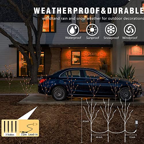 Eambrite 3Pk 30" Brown Lighted Twig Branches Pathway Light 60 Led Warm White Bulbs For Outdoor And Indoor #TOP2
