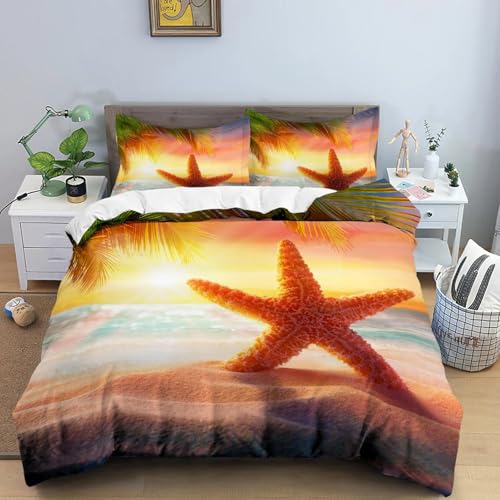 SJSXWQN Funda Nordica Cama 90 Estrella Estrella del Atardecer Edredón Cama 90 para Niñas Niños con Cremallera Suave Transpirable Microfibra Fundas Nordicas 150x220 cm + 2 Fundas de Almohada 50x80 cm