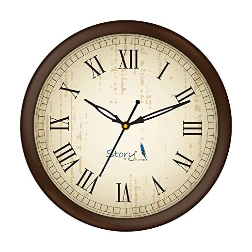 Story@Home 10-inch Round Shape Wall Clock with Glass for Home/Kitchen/Living Room/Bedroom/Office (Brown)