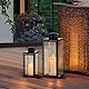 Staymoment Laterne Deko Schwarz für Draußen: 2er Set 24/35 cm Windlicht outdoor als Balkon Garten Deko modern Tischdeko Grablaterne Kerzenhalter