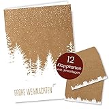 Weihnachtskarten mit Umschlag Set (12 Stück) - A6 Klappkarten für Weihnachten - Christmas Postkarte mit Umschlägen für deine Weihnachtsgrüße - Coole Weihnachtspostkarten mit und ohne Sprüche