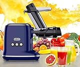 Entsafter Slow Juicer, Fezen Entsafter mit Breitem Einfüllschacht, Entsafter Gemüse und Obst Testsieger, Saftpresse Elektrisch Leicht Zu Reinigen, Ruhiger Motor & Umkehrfunktion, BPA-frei (Blau)