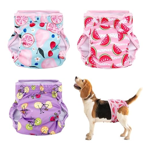 Pet Diaper Packs That Can Be Washed and Reused, Dog Women's Menstrual Pants, and Dog Hygiene Diapers, 3 Packs (M)