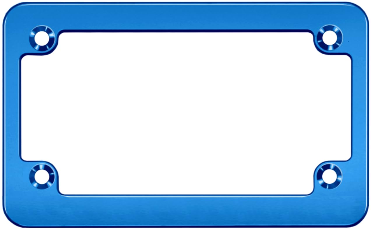 Motorcycle Heavy Duty Billet Aluminum Machined License Plate Frame - Anodized Blue