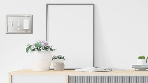 Vista 76 de Adler - Cubierta cuádruple para interruptor de luz decorativa Adler, placa de pared de metal, paquete de 2 unidades, níquel cepillado de 4