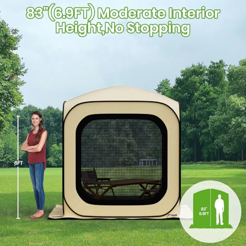 6x6 Pop-up Screen House Tent, Portable Screen Rooms for Outdoors with Storage Bag, Pop up Gazebo with Mosquito Netting,Screened in Canopy for Camping with 2 Zipper Entrances for Traile/Deck/Camping - Thumbnail 5
