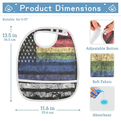 MCHIVER Rainbow Flag Black Baby Bibs for tag1 Waterproof Feeding Bib Apron with Food Cather Adjustable Cotton Food Eating Bib 2 Pack2