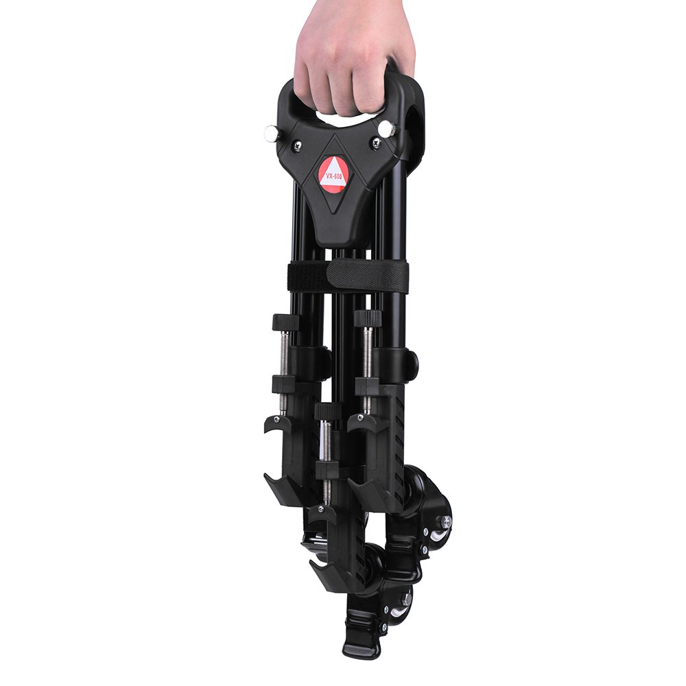 Photography Professional - Treppiede universale pieghevole con ruote in gomma e supporti regolabili per fotocamere Canon, Nikon, Sony, DSLR, videocamere, video illuminazione, portata massima 20kg