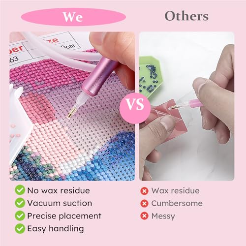 Image of PP OPOUNT Diamond Art Pens, Wax-Free Diamond Art Accessories, ElectricDiamond Painting Pen with 2 Storage Trays, Ergonomic Design & Precision & Comfort, Need Plug-in Use(Pink)