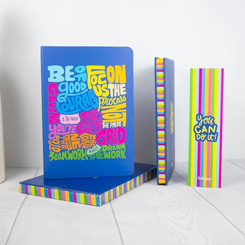 Image of Notebook Set, Premium Hardcover Journal, Bookmark and Matching Box |192 Ruled Pages, 80 GSM | A5 Ruled Writing Notebook for Girls, School & Office - You Can Do It