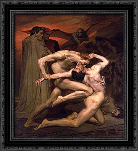 Dante And Virgil In Hell 20x22 Black Ornate Wood Framed Canvas Art by William Adolphe Bouguereau