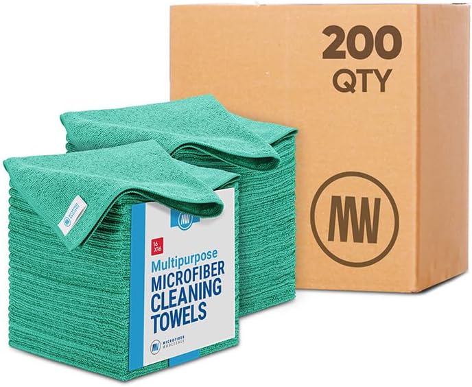 Bulk 16x16 All Purpose Microfiber Towels (200 ct) – No Fray, High Density
