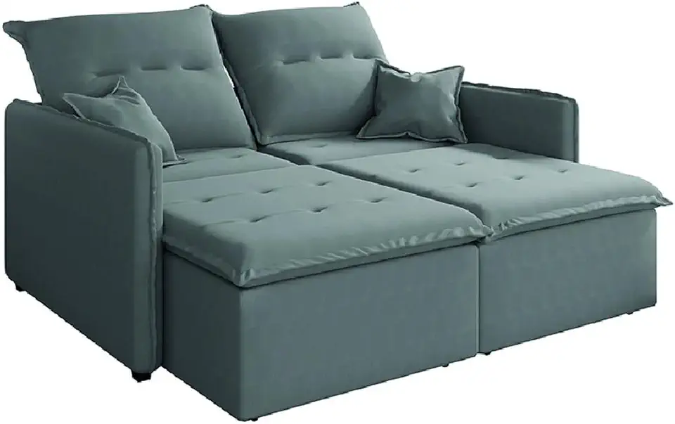 Sofá Cama Retrátil e Reclinável 2m 3 Lugares Bipartido Com Molas Glamour Veludo Selmer (Cinza)