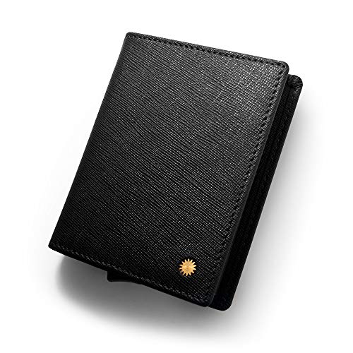 Cardholder Wallet/Genuine Leather with RFID Blocking / W1 (Black Saffiano)