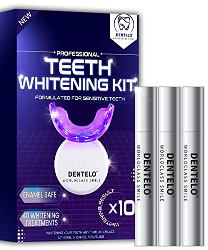 DENTELO 32 LED Teeth Whitening Kit with 3 Teeth Whitening Pens-20 Whitening Sessions-Zero Sensitivity Formulated by Dentists-Teeth Whitening Light for White Teeth, Teeth Whitener, Teeth Whitener Gels
