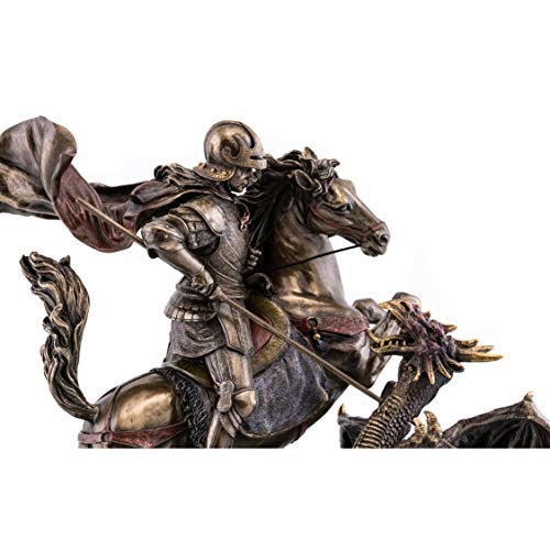 Estatua San Jorge Matando al Dragón de Bronce 10.5 in miniatura 7