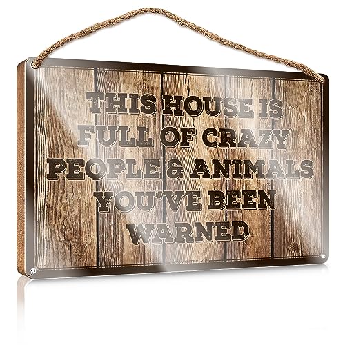 KELVORX �L�b�`���E�H�[���T�C�� This House Is Full Of Crazy People And Animals �ؐ��T�C�� �L�b�`���E�H�[���A�[�g �z�[���T�C�� �t�����g�|�[�`�p(15X28cm)