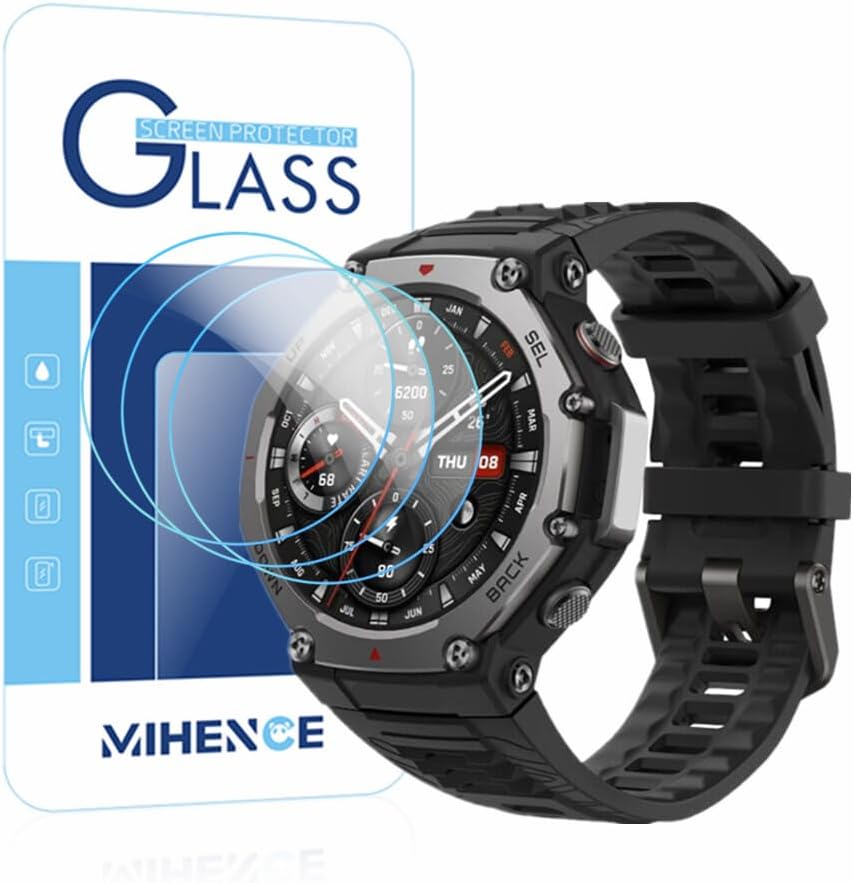 Screen Protector Compatible for Amazfit T-Rex 3/3 Pro 44mm 48mm, 9H Tempered Glass Protective Film for T-Rex 3/3 Pro 44mm 48mm Smart Watch (3 PCS)